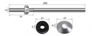 Haste Telha + Porca + Arruelas 1/4 x 280 R55 Alumnio - 10 peas